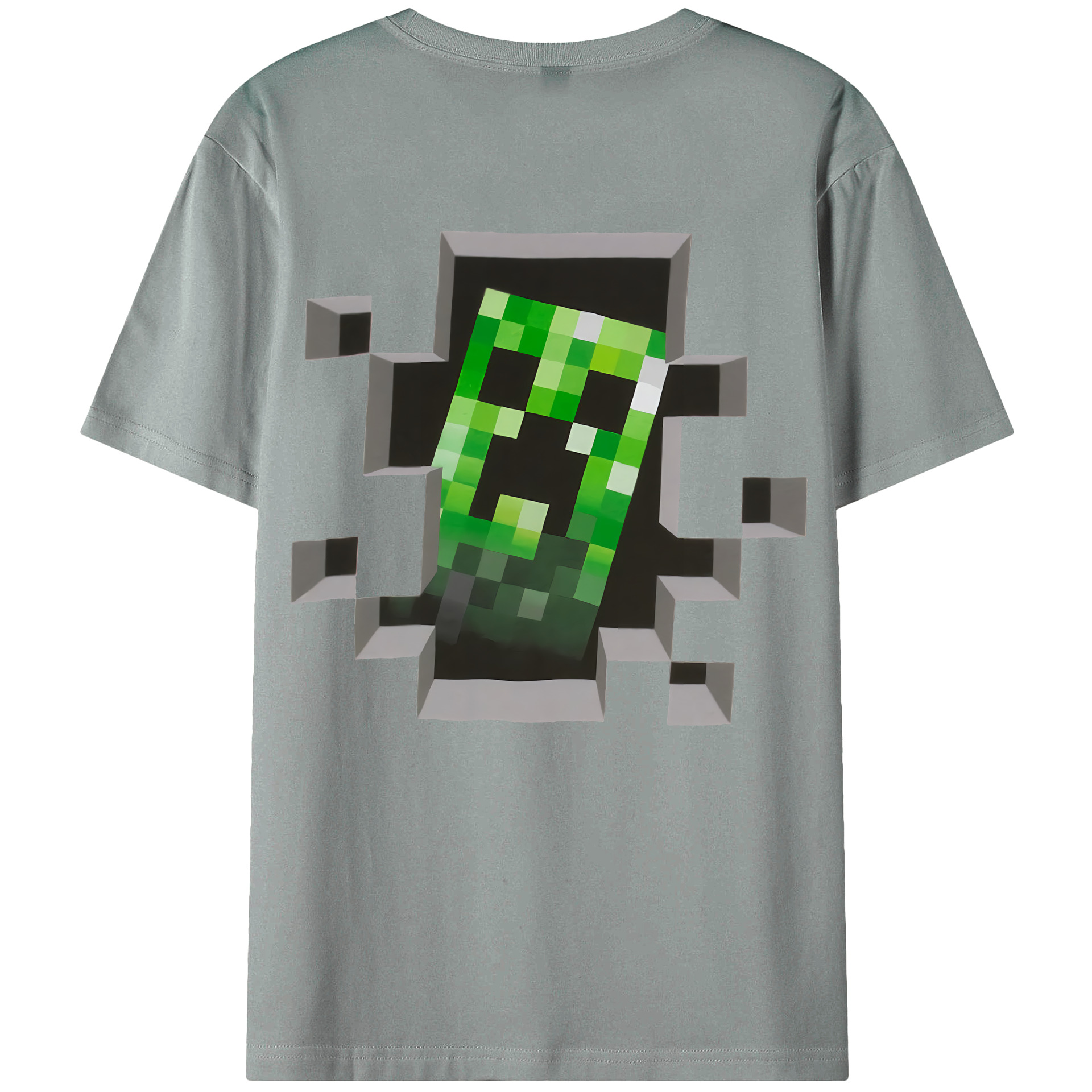 （画像用） マインクラフト ブロックの世界 Minecraft MC Block world 綿100％ メンズ半袖Tシャツ（バックプリント） 通気性